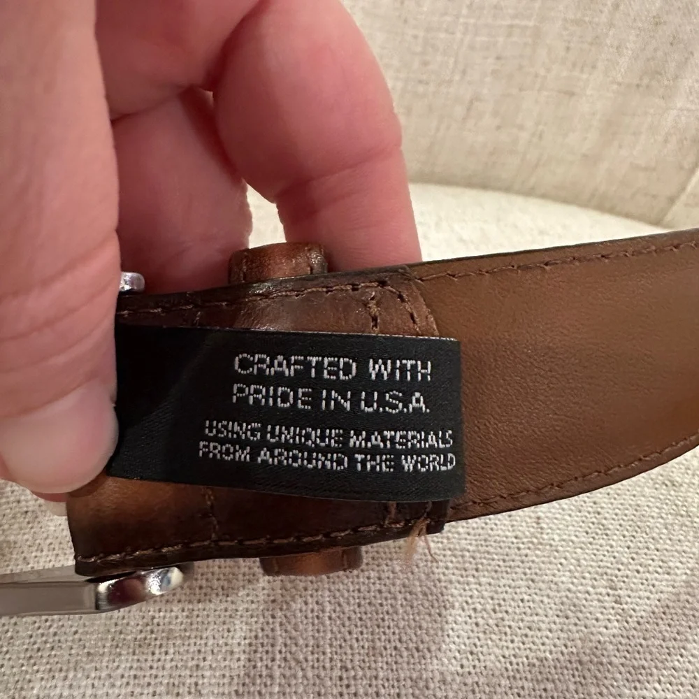 Brighton Brown Leather Belt Men’s Size 44 Made In USA Silver Buckle M21764 NWOT